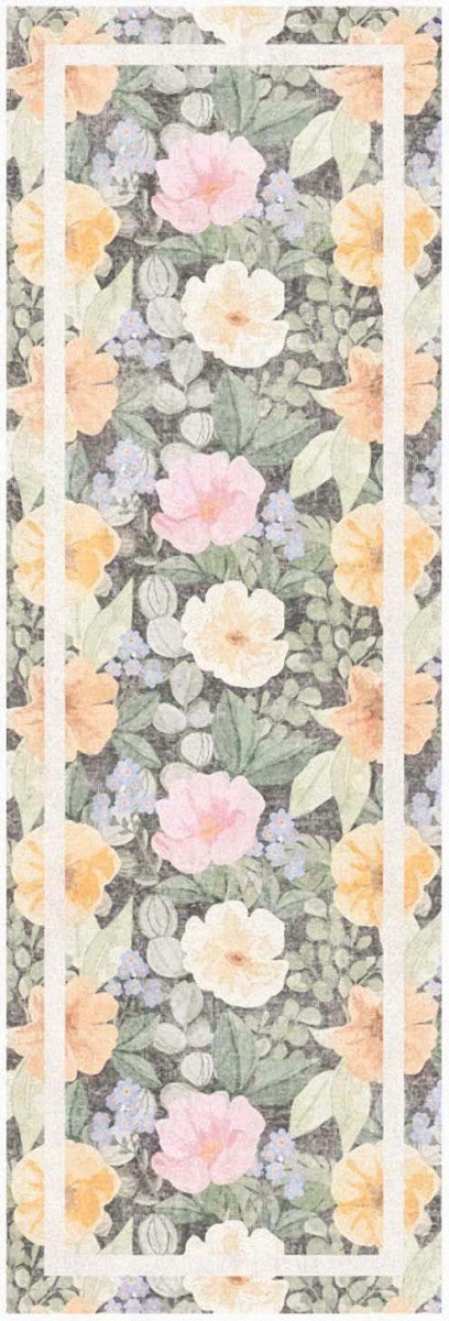 Nourison Botanical Charcoal & Multicolor Machine Washable Rug - 2' x 6'