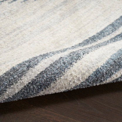 Nourison Astra Ivory & Blue Pet Friendly Machine Washable Rug - Texture