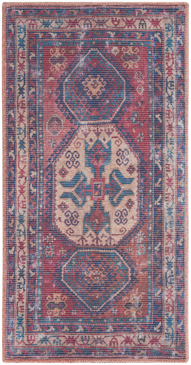 Nourison New Concept Red & Navy Machine Washable Rug - 2' x 3'9"