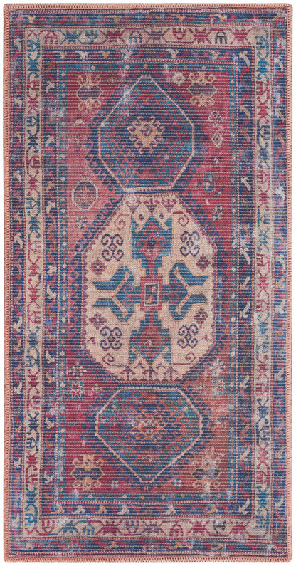 Nourison New Concept Red & Navy Machine Washable Rug - 2' x 3'9"