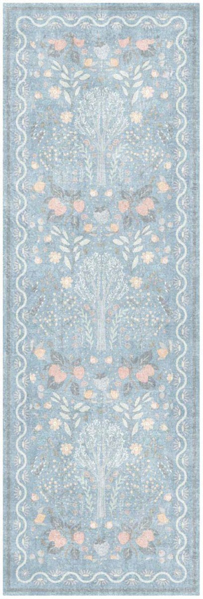 Nourison Botanical Light Blue & Multicolor Machine Washable Rug - 2' x 6'