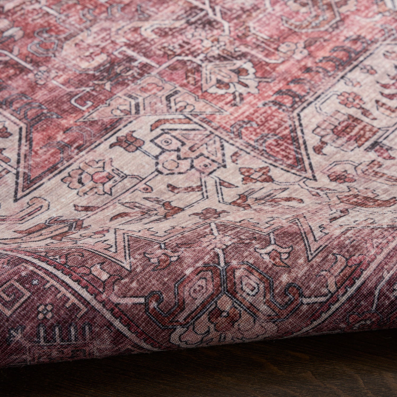 Nourison Red Machine Washable Rug - Texture