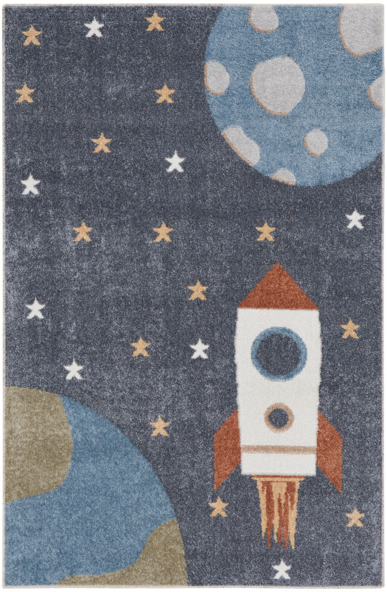 Nourison Astra Sky Blue Pet Friendly Machine Washable Rug - 3'3" x 5'