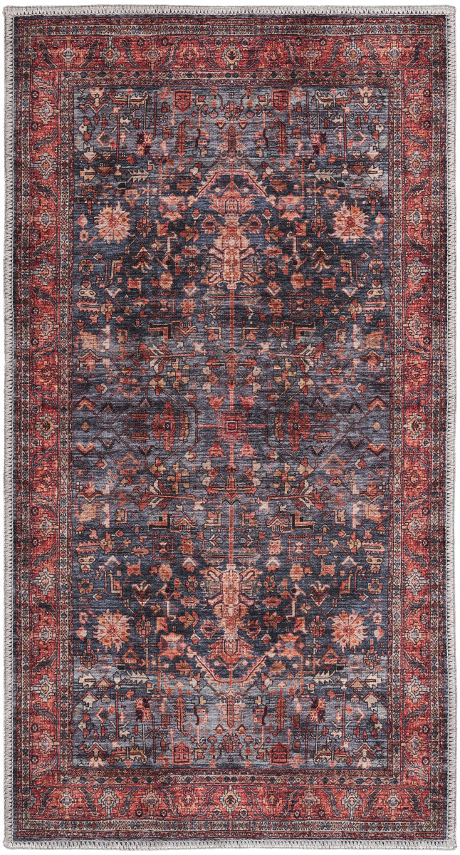 Nourison Grand Navy & Brick Pet Friendly Machine Washable Rug - 2' x 3'9"