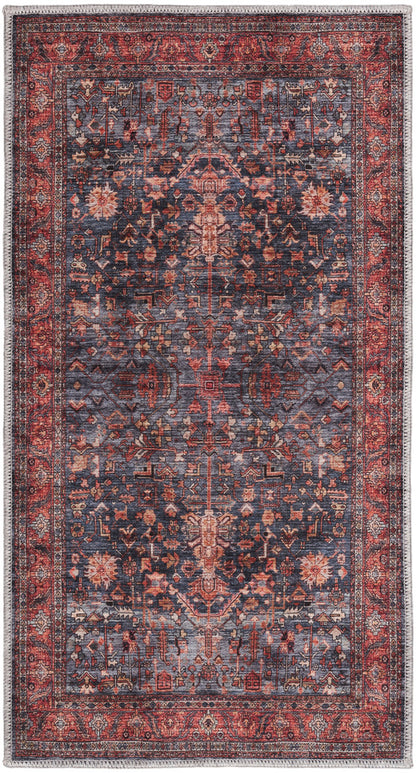Nourison Grand Navy & Brick Pet Friendly Machine Washable Rug - 2' x 3'9"