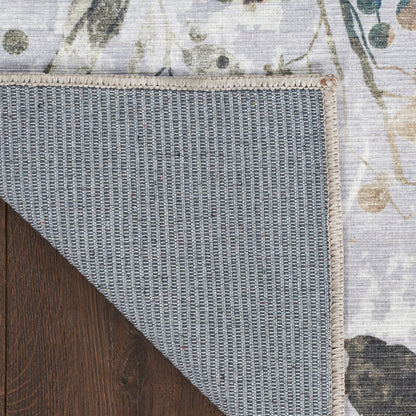 Nourison Grey & Multicolor Machine Washable Rug - Corner
