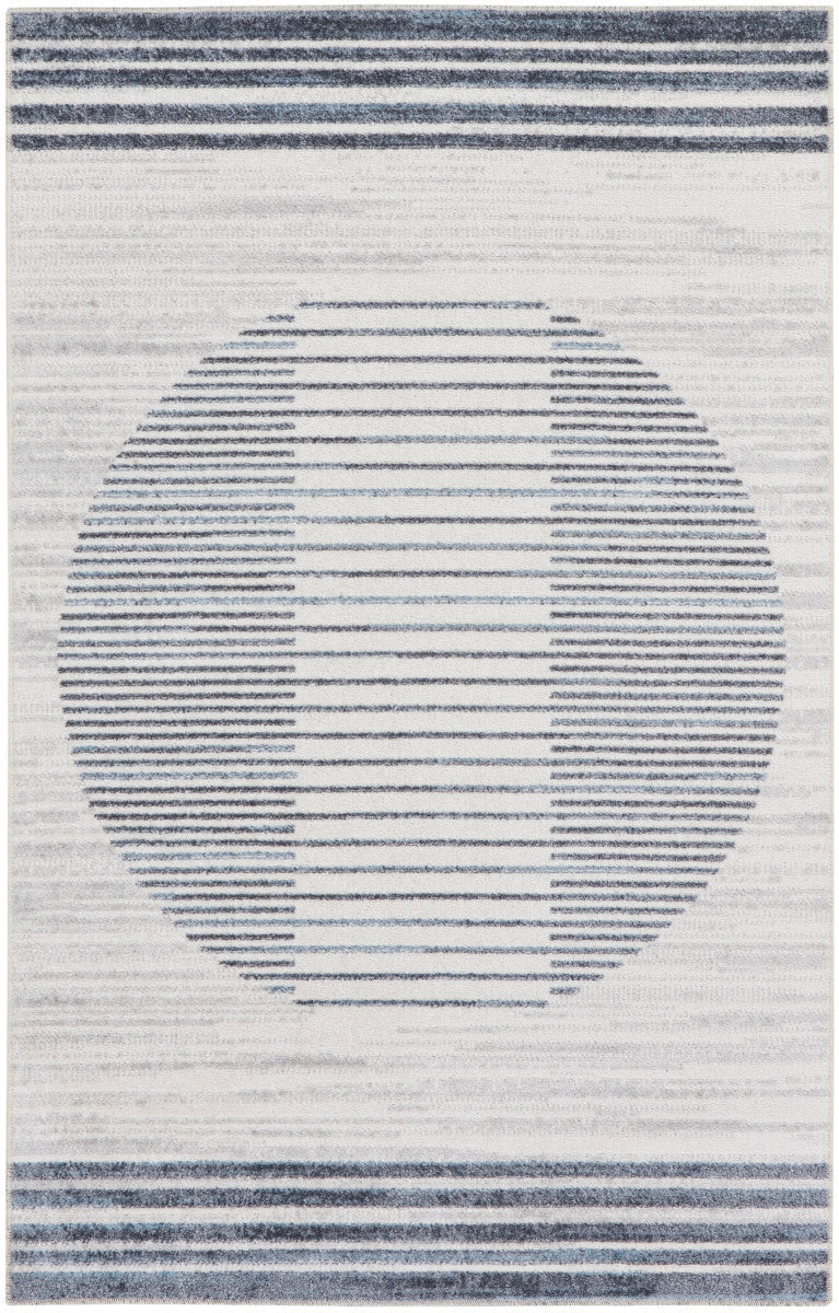 Nourison Astra Ivory & Blue Pet Friendly Machine Washable Rug - 2'2" x 4'