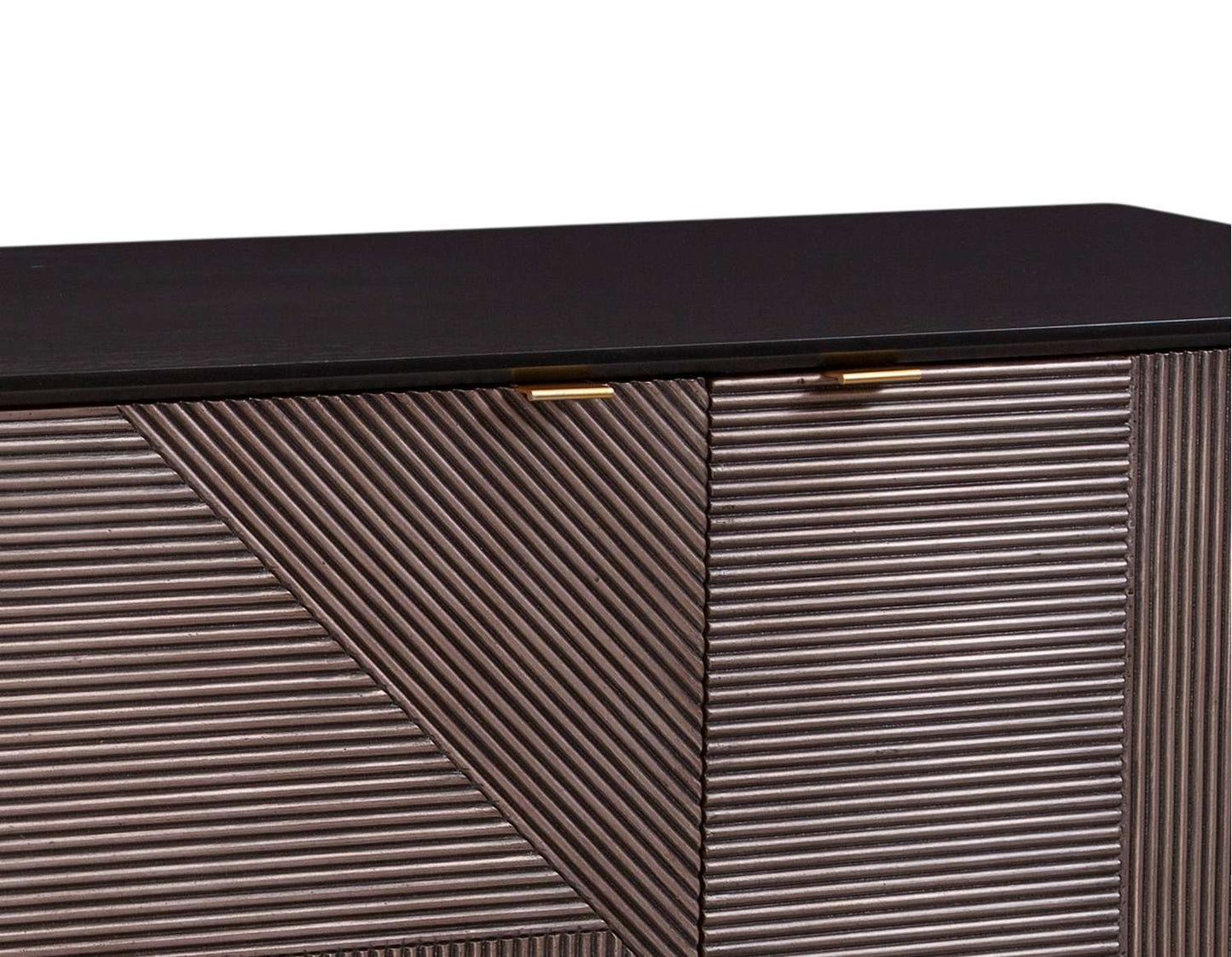 Beader 32" Three Door Cabinet with Storage Shelves, Black and Bronze - Additional