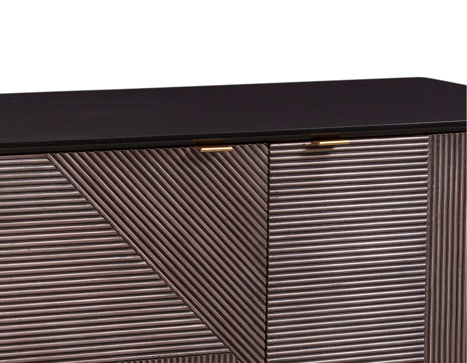 Beader 32" Three Door Cabinet with Storage Shelves, Black and Bronze - Additional