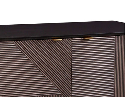 Beader 32" Three Door Cabinet with Storage Shelves, Black and Bronze - Additional