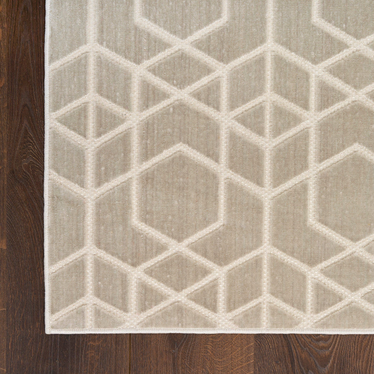 Nourison Charm Silver & Ivory Pet Friendly Machine Washable Rug - Corner