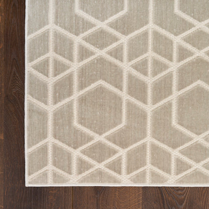 Nourison Charm Silver & Ivory Pet Friendly Machine Washable Rug - Corner