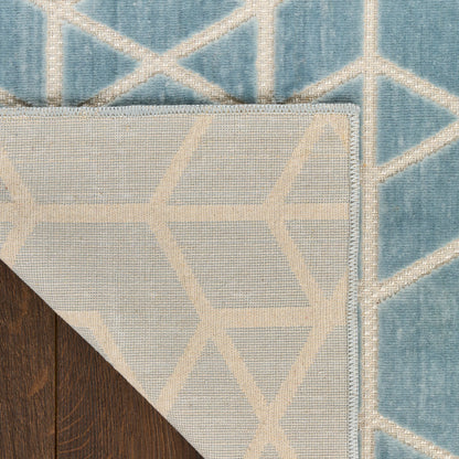 Nourison Charm Blue & Ivory Pet Friendly Machine Washable Rug - Corner