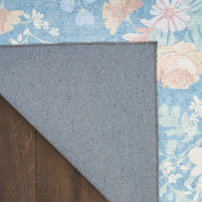 Nourison Botanical Blue & Multicolor Machine Washable Rug - Corner