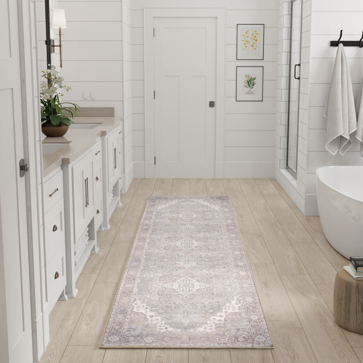 Nourison Vintage Light Blue Machine Washable Rug - Room Scene