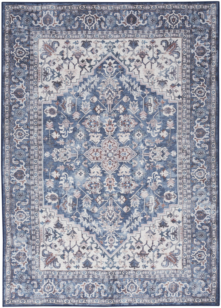 Nourison New Concept Navy & Ivory Machine Washable Rug - 5'3" x 7'3"
