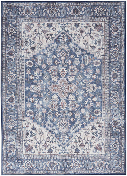 Nourison New Concept Navy & Ivory Machine Washable Rug - 5'3" x 7'3"