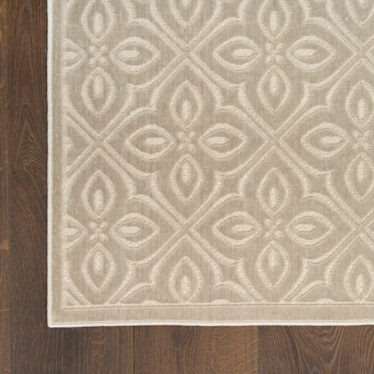Nourison Charm Silver & Ivory Pet Friendly Machine Washable Rug - Corner