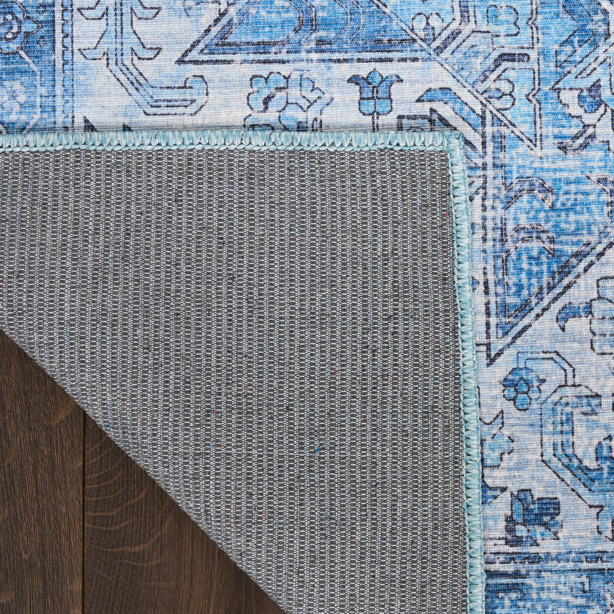 Nourison Blue Machine Washable Rug - Corner