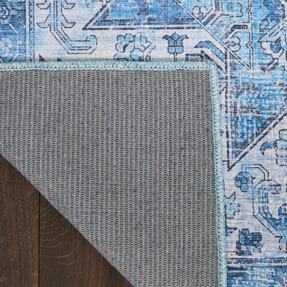 Nourison Blue Machine Washable Rug - Corner