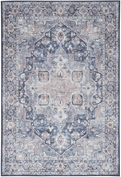 Nourison New Concept Ivory & Navy Machine Washable Rug - 5'3" x 7'3"