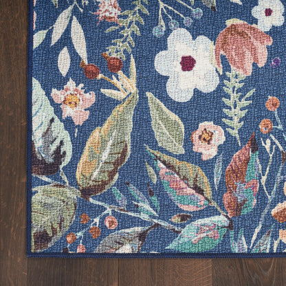 Nourison Navy & Multicolor Machine Washable Rug - Corner
