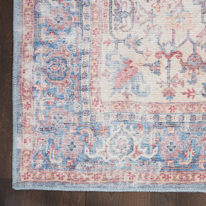 Nourison New Concept Blue & Multicolor Machine Washable Rug - Corner