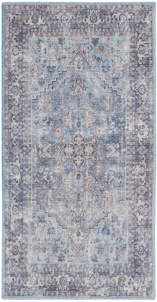 Nourison New Concept Light Grey & Blue Machine Washable Rug - 2' x 3'9"