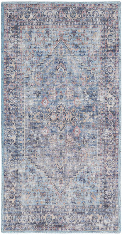 Nourison New Concept Light Grey & Blue Machine Washable Rug - 2' x 3'9"