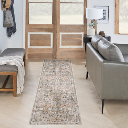 Nourison Astra Silver & Taupe Pet Friendly Machine Washable Rug - Room Scene
