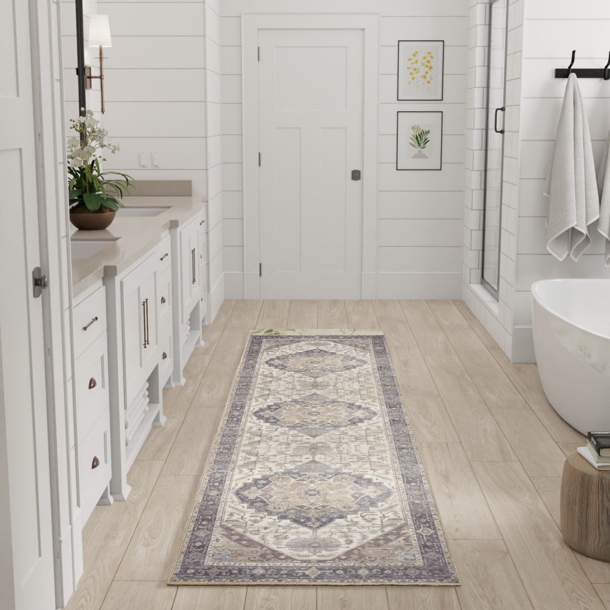 Nourison Vintage Ivory & Purple Machine Washable Rug - Room Scene