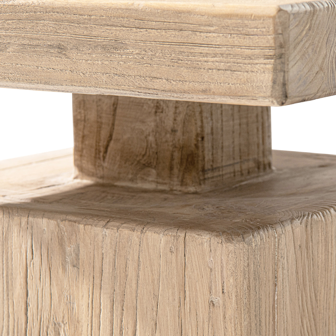 Calder Solid Square Reclaimed Elm Block Plinth Side Table