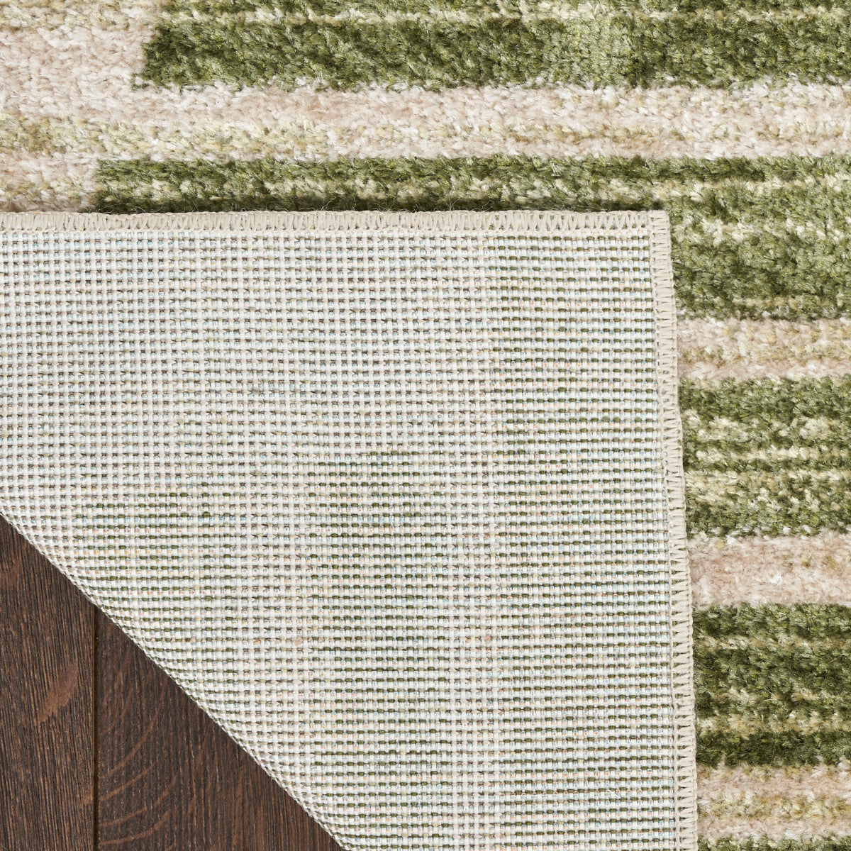 Nourison Astra Ivory & Olive Pet Friendly Machine Washable Rug - Corner