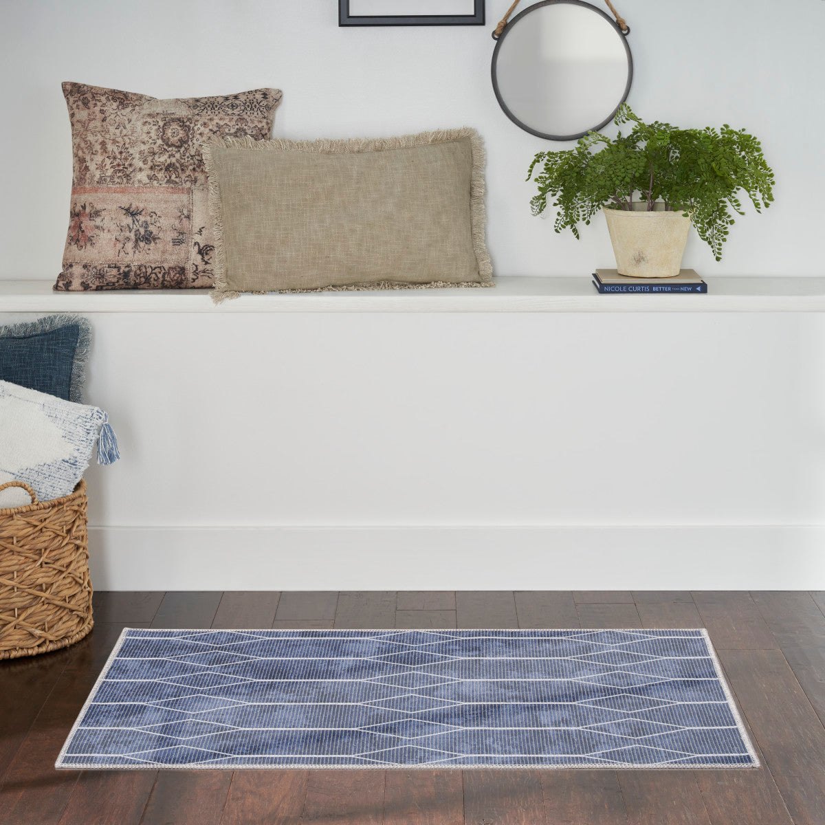 Nourison New Concept Navy Machine Washable Rug - Room Scene