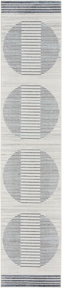 Nourison Astra Ivory & Blue Pet Friendly Machine Washable Rug - 2'2" x 10'