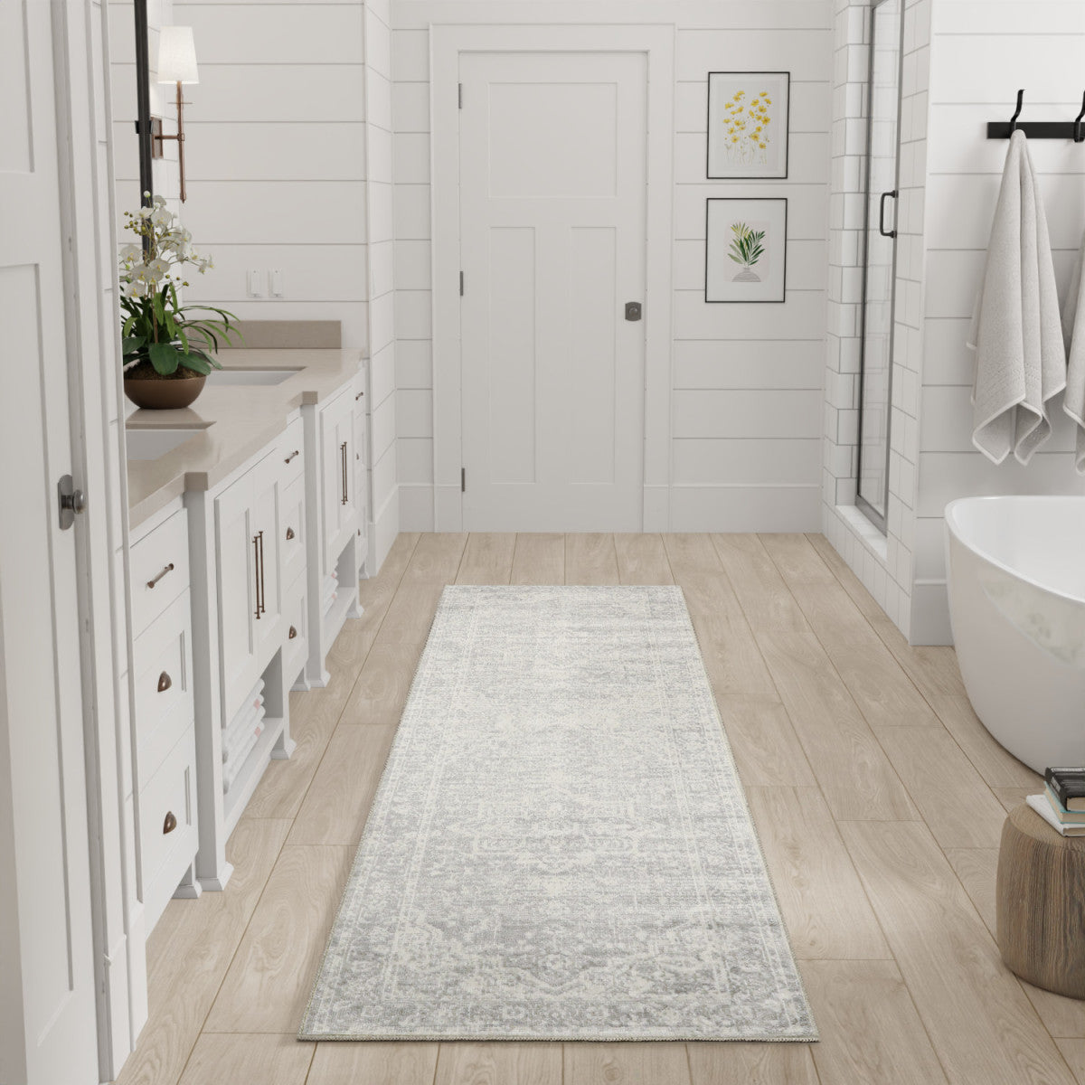 Nourison Astra Grey Pet Friendly Machine Washable Rug - Room Scene