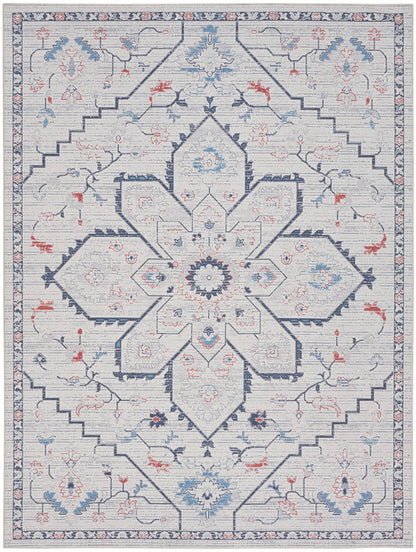 Nourison New Concept Ivory & Blue Machine Washable Rug - 9'2" x 12'