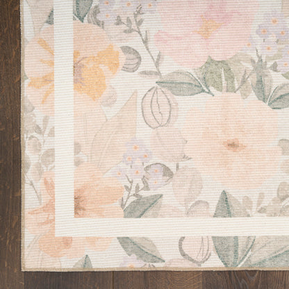 Nourison Botanical Beige & Multicolor Machine Washable Rug - Corner