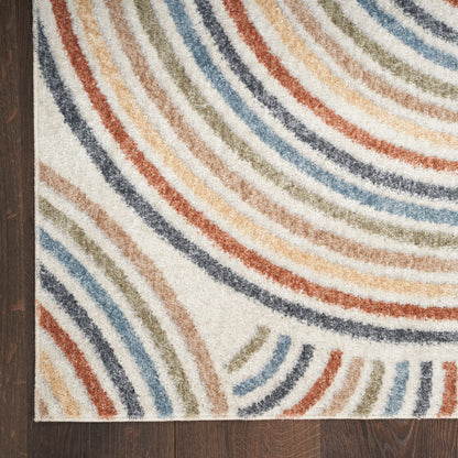 Nourison Astra Ivory & Multicolor Pet Friendly Machine Washable Rug - Corner