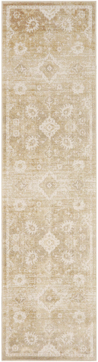 Nourison Astra Ivory & Gold Pet Friendly Machine Washable Rug - 2' x 6'