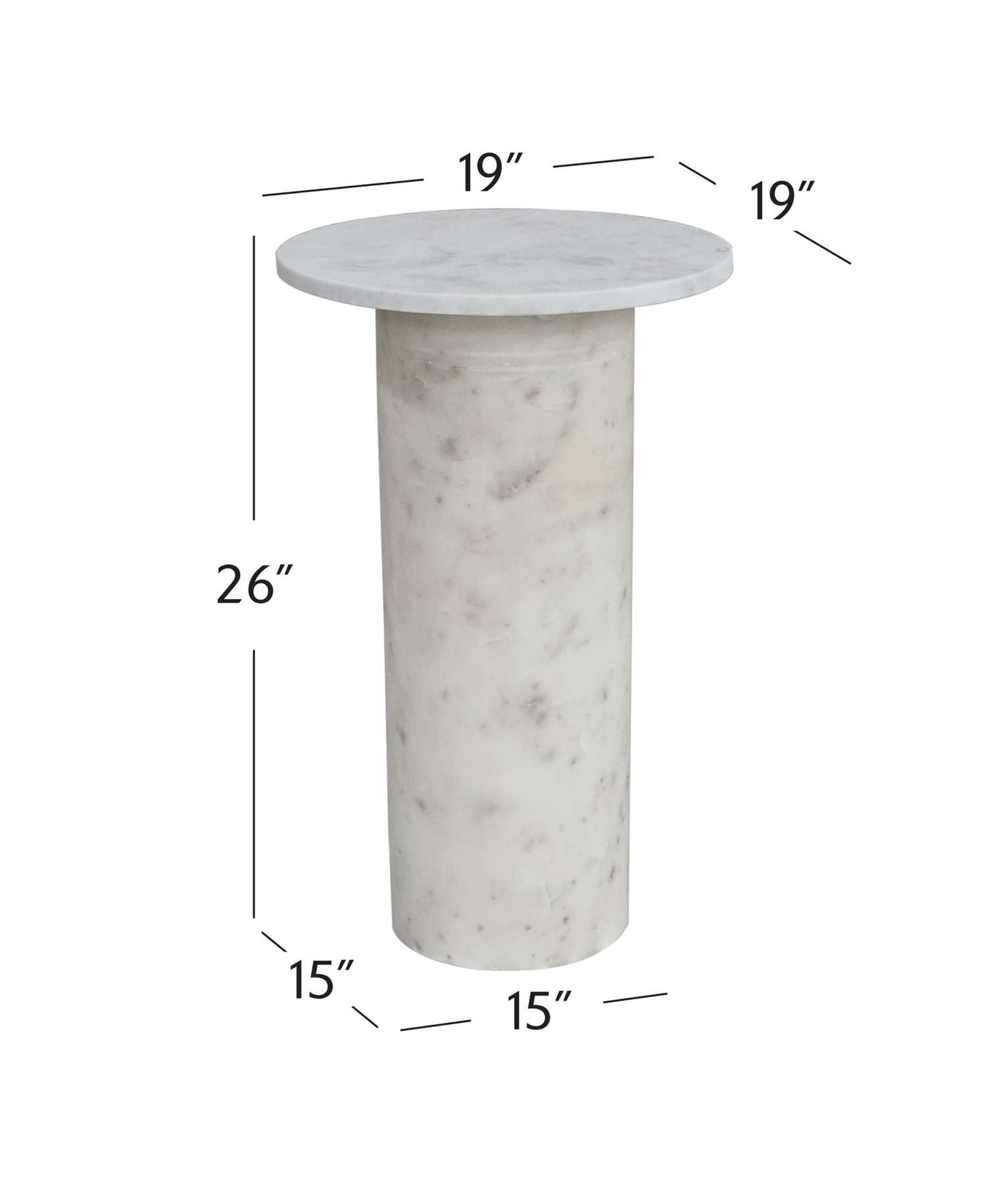 Claude White Accent Table - Dimensional