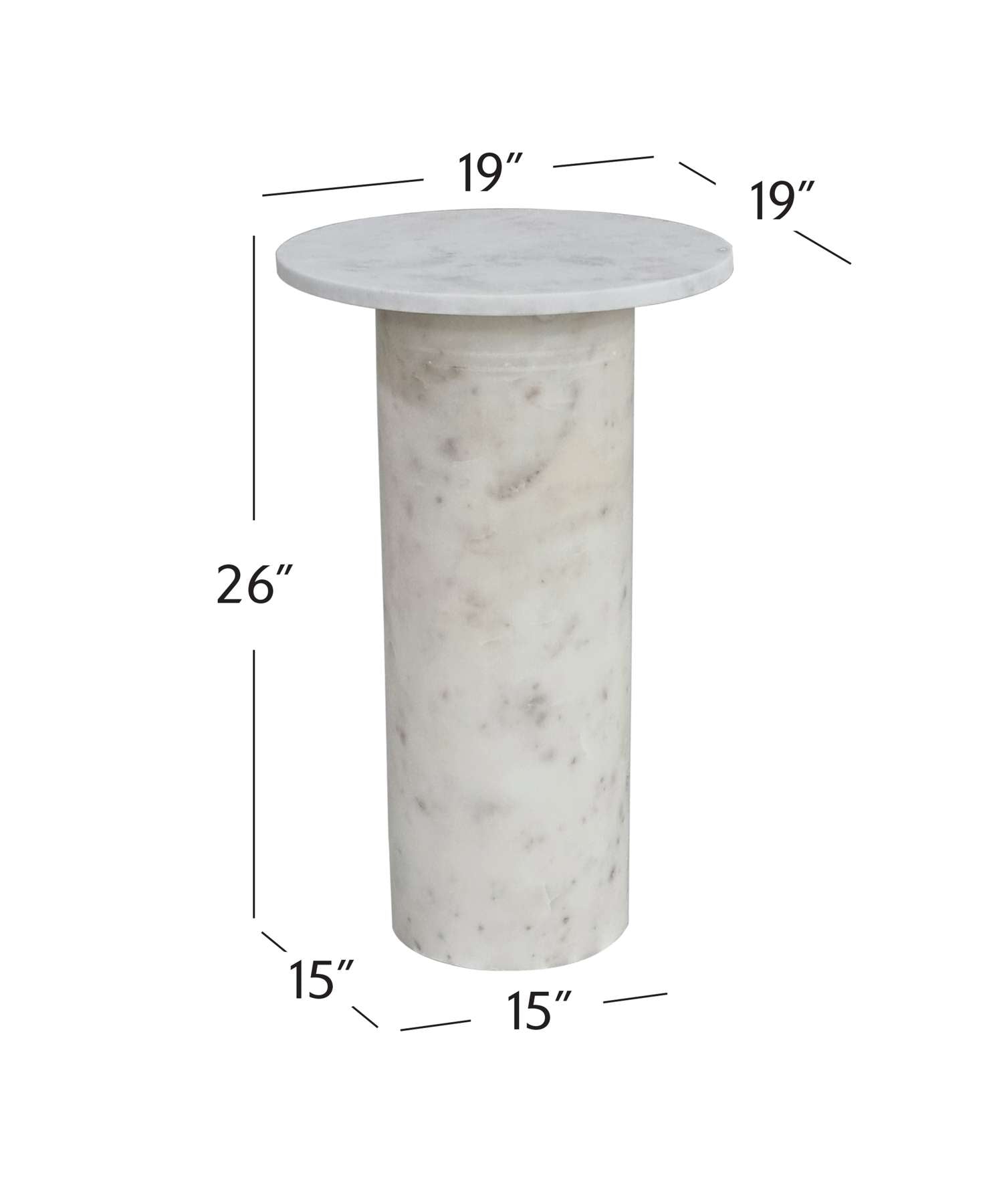 Claude White Accent Table - Dimensional