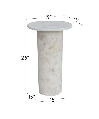 Claude White Accent Table - Dimensional