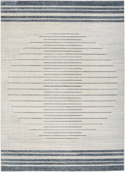 Nourison Astra Ivory & Blue Pet Friendly Machine Washable Rug - 5'3" x 7'