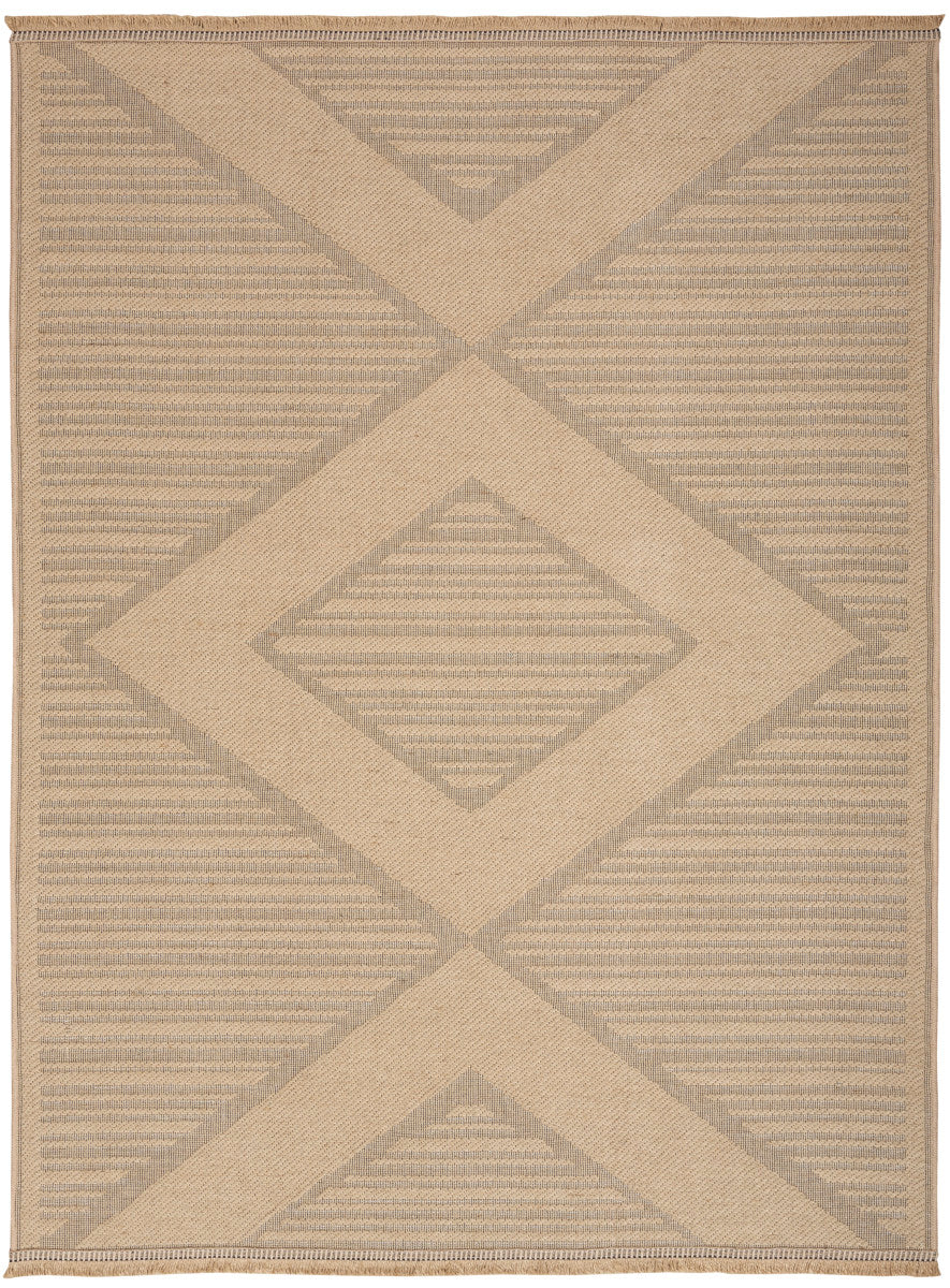 Nourison Jute Loom Woven Natural & Beige Machine Washable Rug - 5'3" x 7'3"