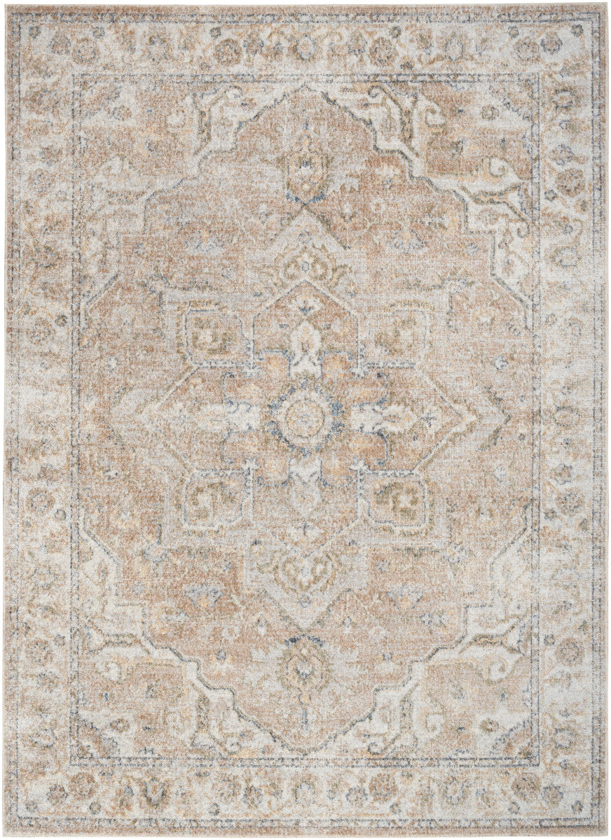 Nourison Astra Beige Pet Friendly Machine Washable Rug - 5'3" x 7'