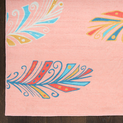Nourison Imagination Pink & Multicolor Machine Washable Rug - Corner