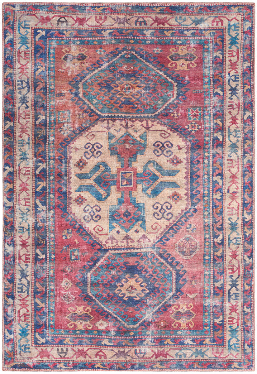 Nourison New Concept Red & Navy Machine Washable Rug - 5'3" x 7'3"