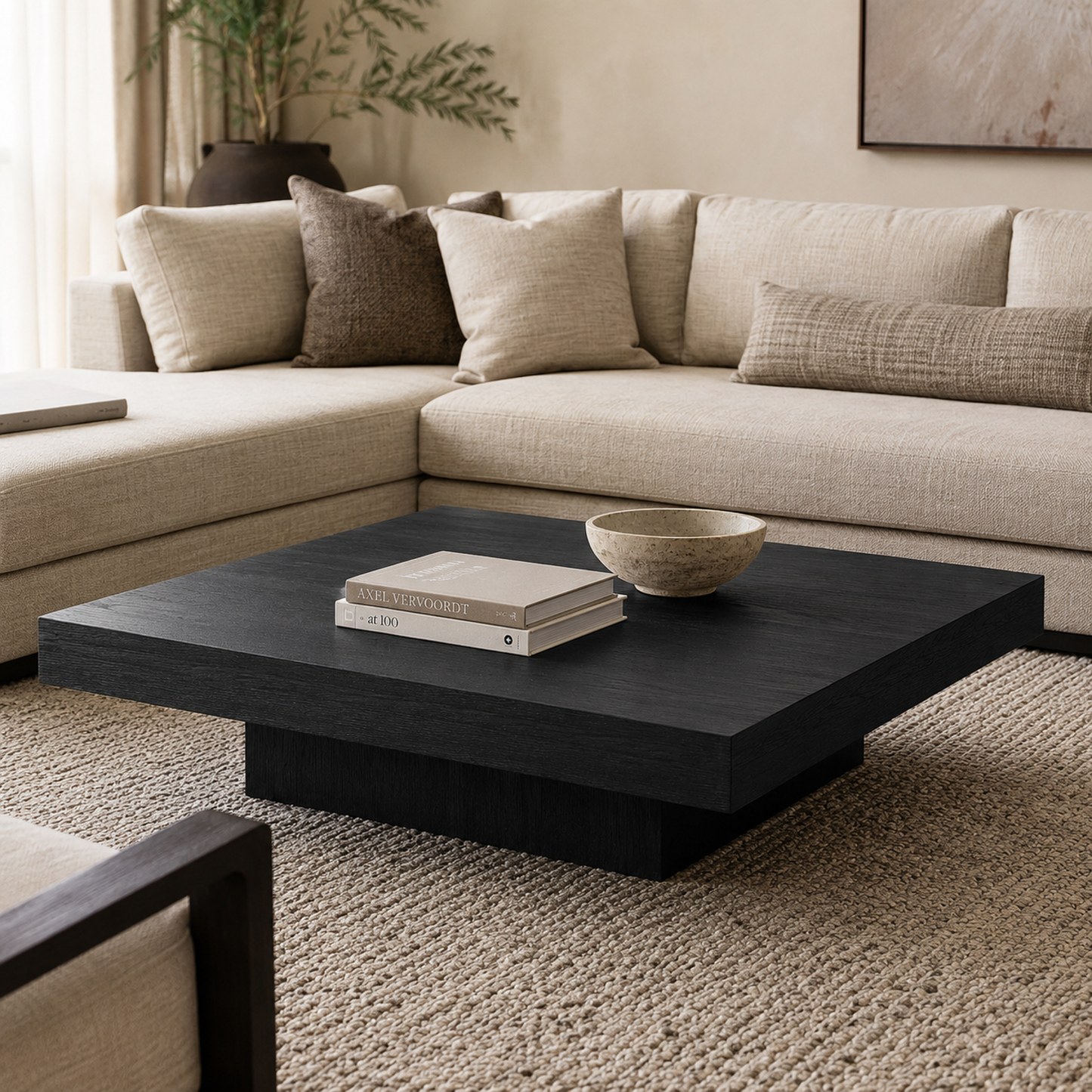 Padula 14" Matte Black Coffee Table with Mango Veneers - Main