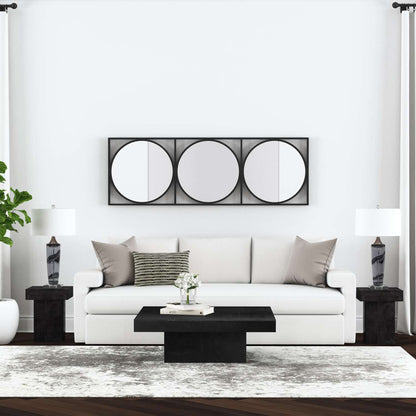 Padula 14" Matte Black Coffee Table with Mango Veneers - Room Scene